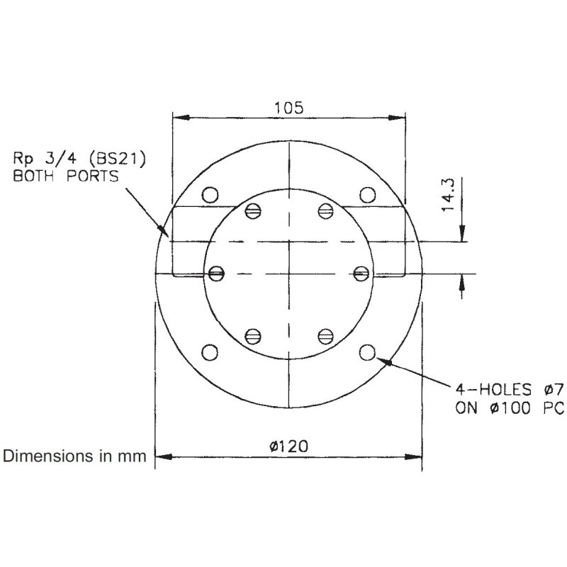 Impellerpumpe 22860-2003 Jabsco, Bronze, Pumpenkopf mit Flanschadapter, 3/4" BSP, 1/1, NIT, Größe 040