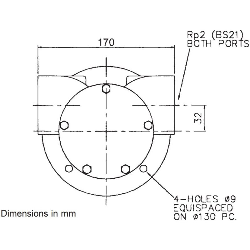 Impellerpumpe 53270-2013 Jabsco, Bronze, Pumpenkopf mit Flanschadapter, 2" BSP, Größe 270, NIT