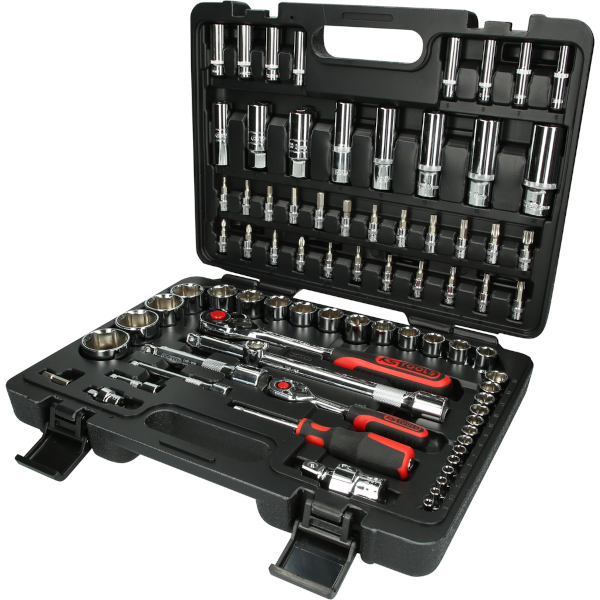 CHROMEplus socket wrench set 1/4" + 1/2", 78-piece