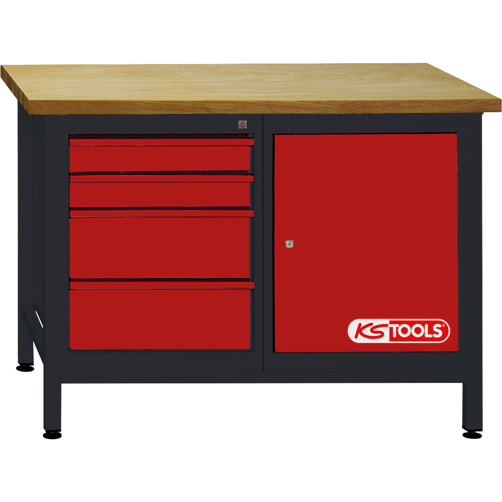 Workbench with 4 drawers and 1 door, H840xW1200xD600mm