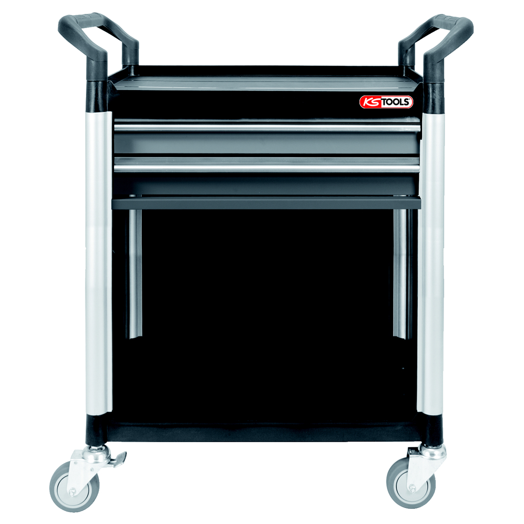 Workshop service trolley with 2 drawers and paneling